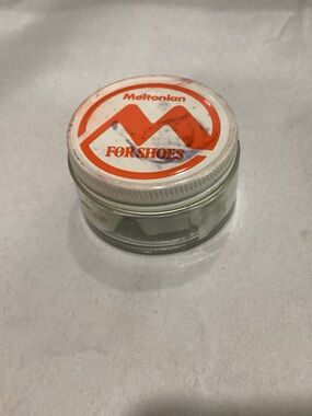 Vtg. Melatonin’s cream shoe polish in a glass jar.  Pre-owned.